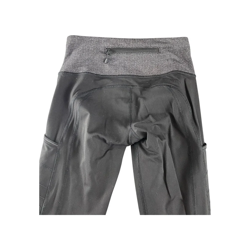 Lululemon Align High Waist Leggings‎ Black Textured Waist Zip Pocket Size 4